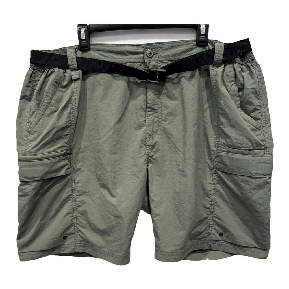 Coleman Mens Cargo Shorts Green Size 44-46 2XL Belted Outdoor Hiking Zip Pockets